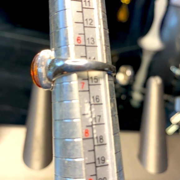 Ladies Sterling Silver Ring with Amber Stone - Picture 13 of 14